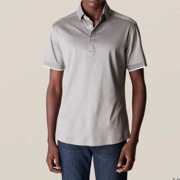 ETON Grey Filo Di Scotia Polo Shirt - Short Sleeve - Picture 2 of 16